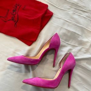 Louboutin Iriza 100 Suede Pumps - Ultra Rose